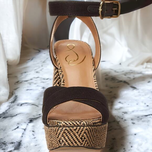 NIB - Sam Edelman Nolita Black Block Heel Open Squared Toe Ankle Strap Size: 9.5 - Picture 2 of 6